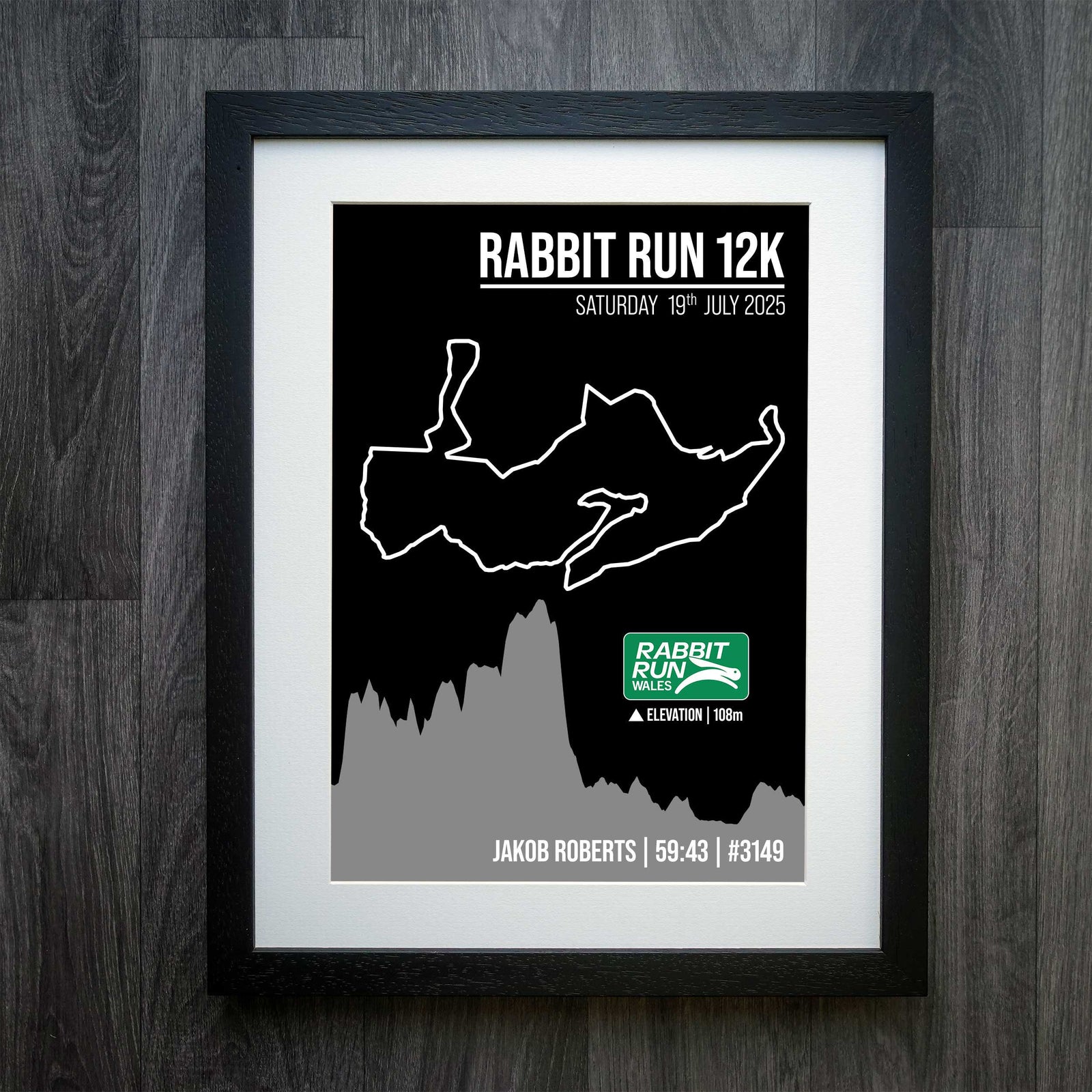 Official Personalised Rabbit Run Wales Route Print 2025 – 40K & 12K