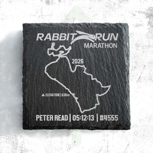 Official Rabbit Run Personalised Slate Route Coaster