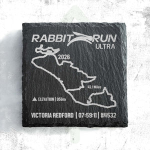 Official Rabbit Run Personalised Slate Route Coaster