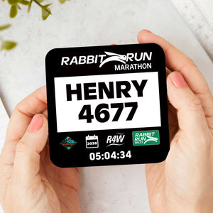Official Rabbit Run Wales Personalised Race Bib Coasters