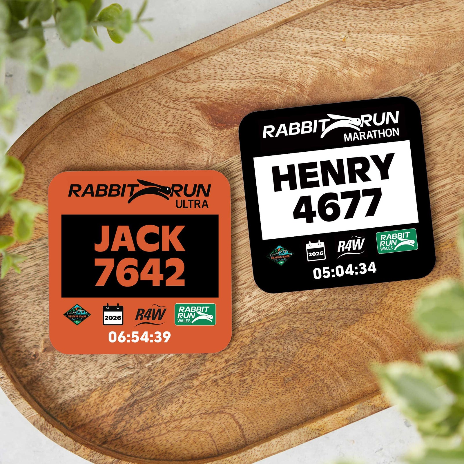 Official Rabbit Run Wales Personalised Race Bib Coasters
