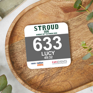 Official Stroud 10K Personalised Race Bib Coaster