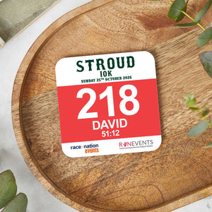 Official Stroud 10K Personalised Race Bib Coaster
