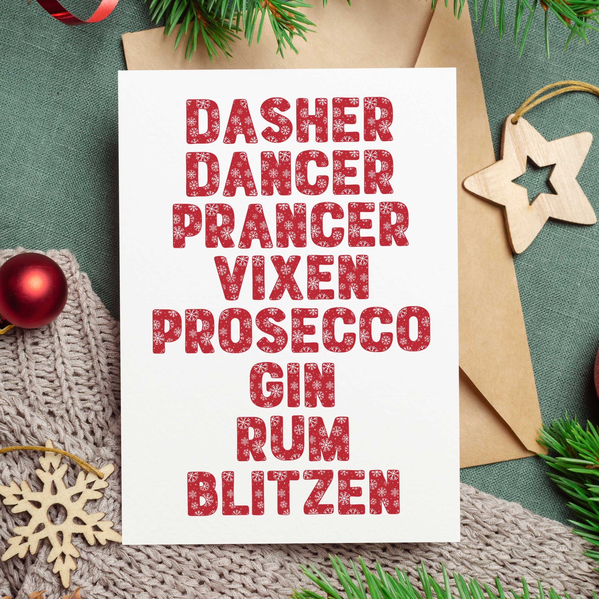 Reindeer Drinks Christmas Card