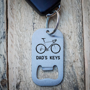 Personalised Stainless Steel Road Bike Bottle Opener Keyring