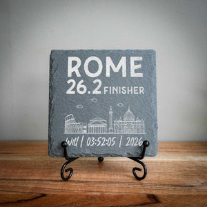 Rome 26.2 Finisher Skyline Slate Personalised Marathon Coaster
