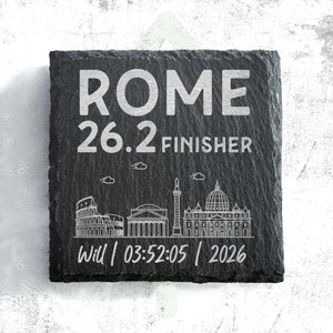 Rome 26.2 Finisher Skyline Slate Personalised Marathon Coaster