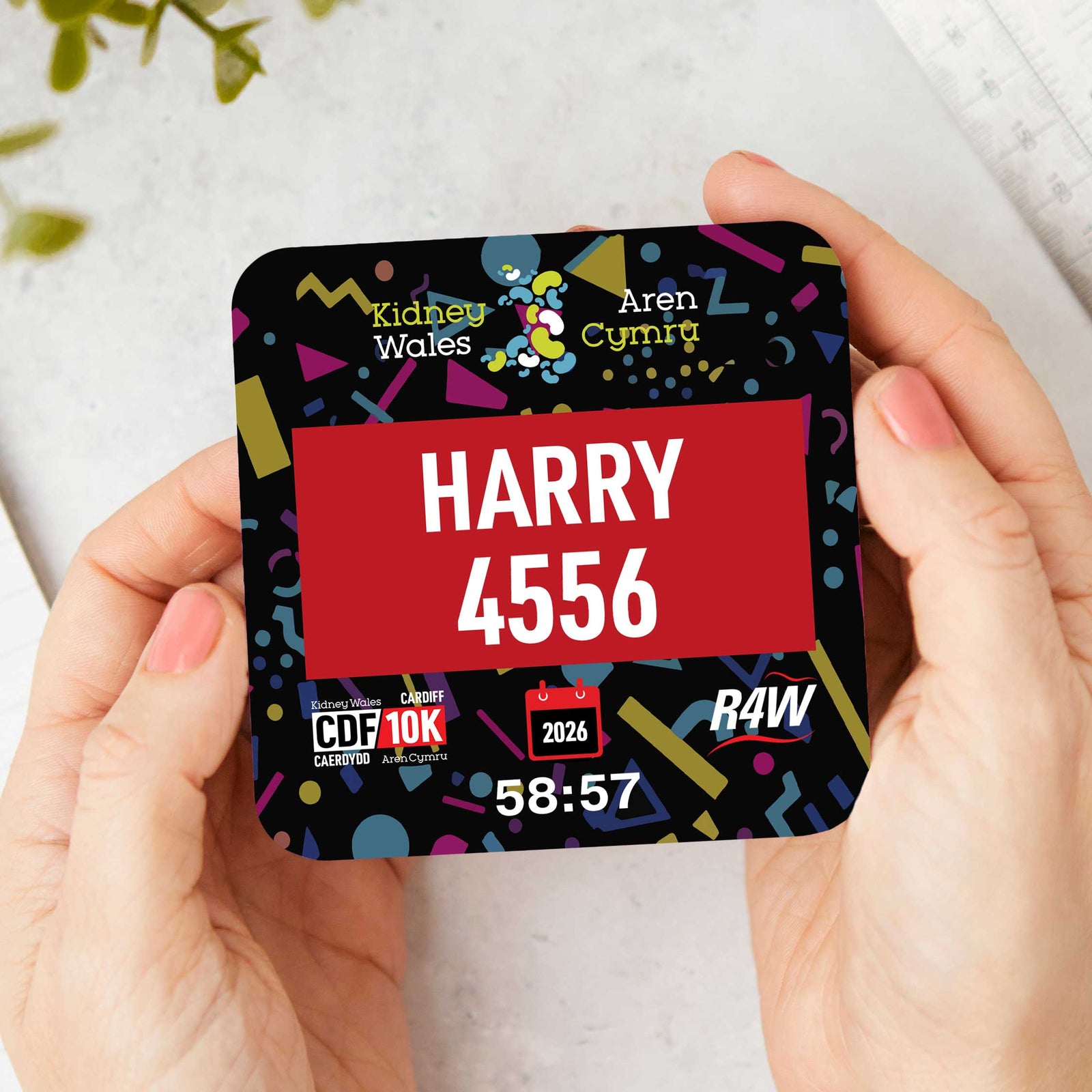 Official Cardiff 10K Personalised Race Bib Coasters