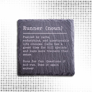 Funny Marathon Runner Dictionary Definition Slate Coaster | Marathon Gift
