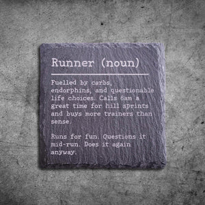 Funny Marathon Runner Dictionary Definition Slate Coaster | Marathon Gift