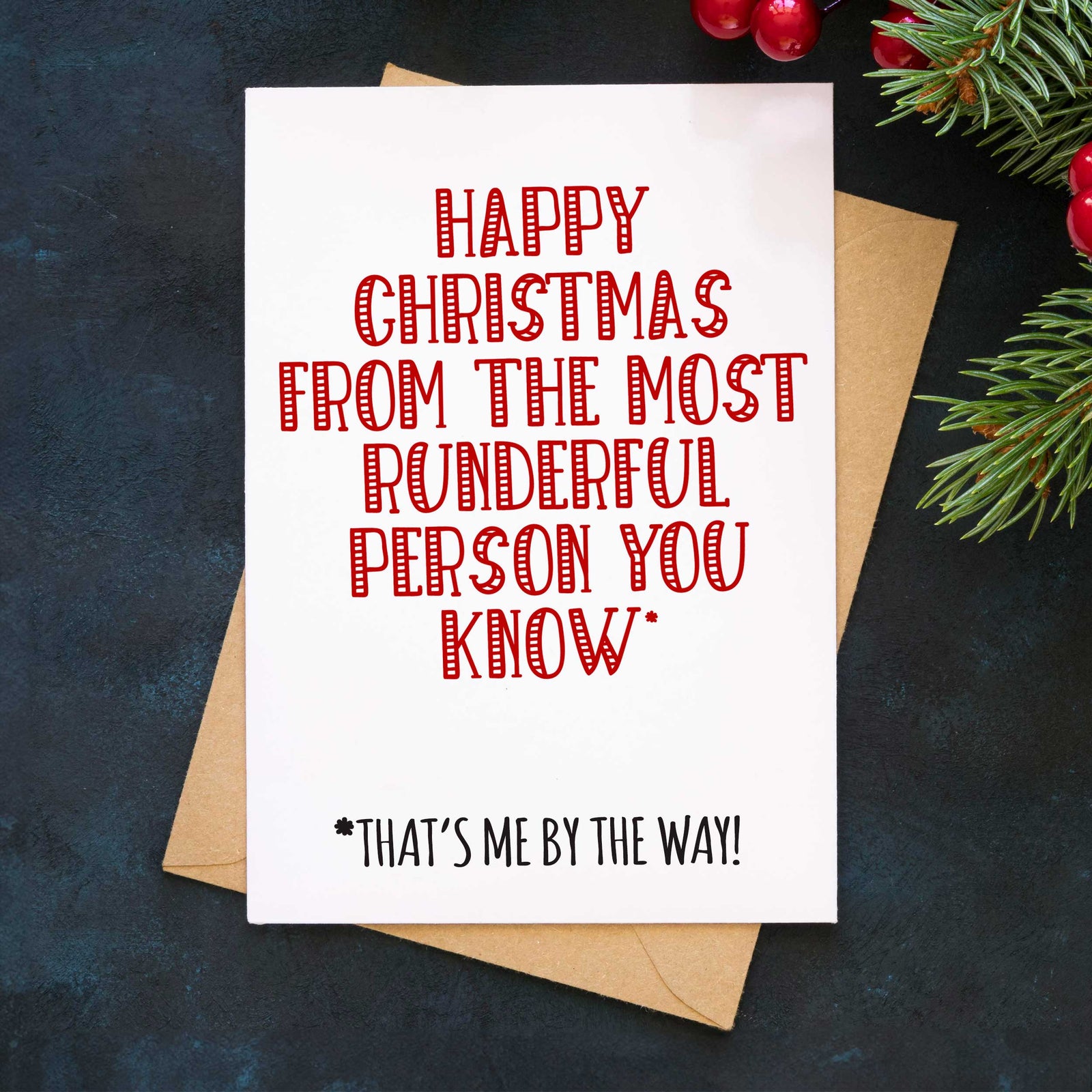 "Happy Christmas From The Most Runderful Person You Know" Running Christmas Card