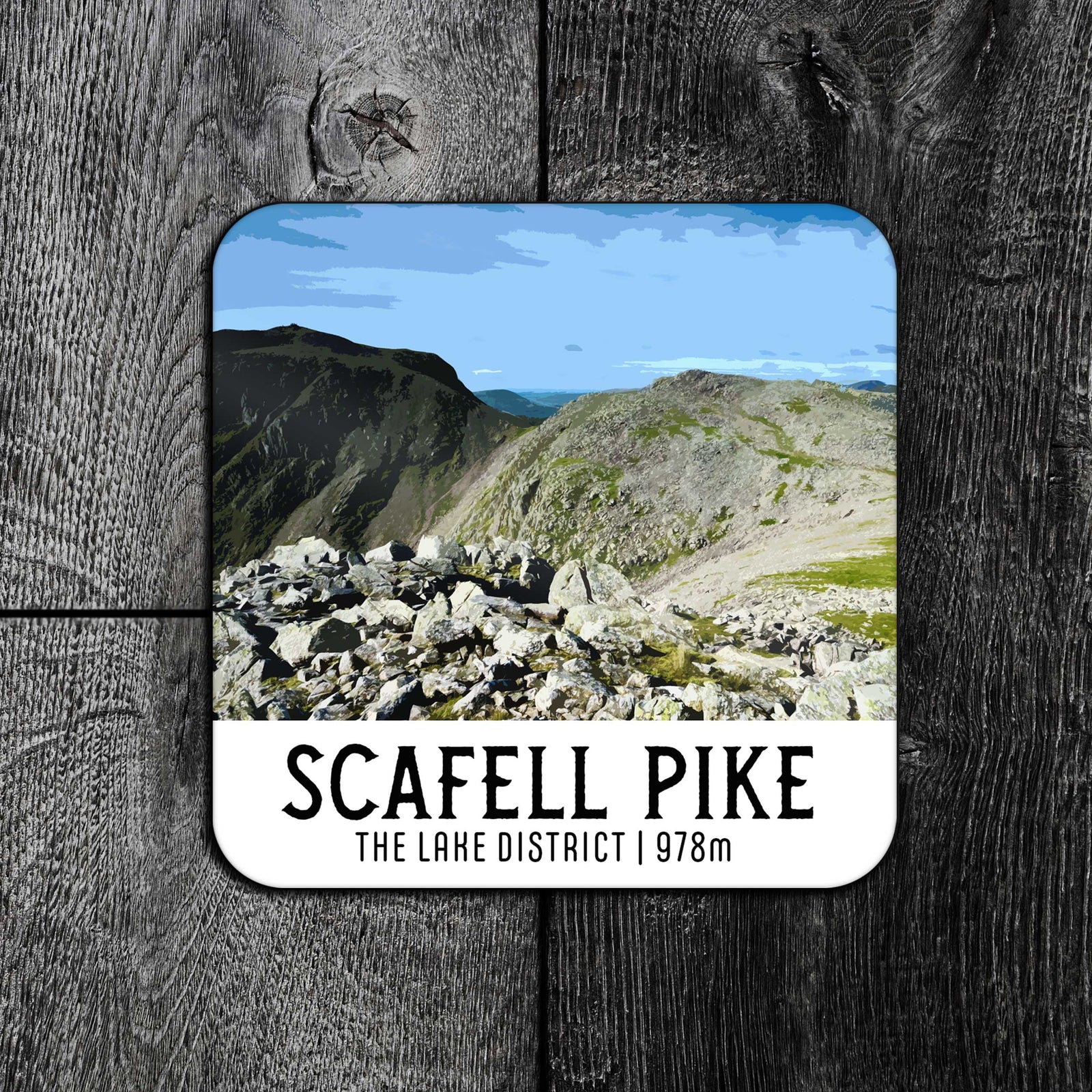 Scafell Pike Summit Coaster - Lake District Travel Poster Coaster