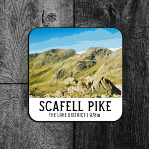 Scafell Pike Landscape Coaster - Lake District Travel Poster Coaster