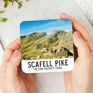 Scafell Pike Landscape Coaster - Lake District Travel Poster Coaster