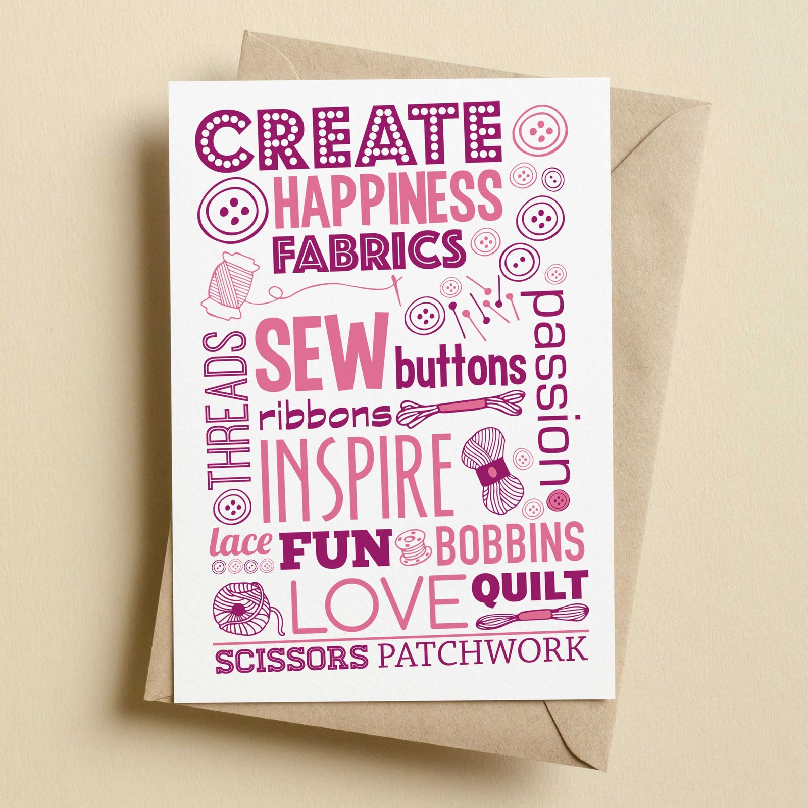 Create Sewing Craft Blank Greetings Card