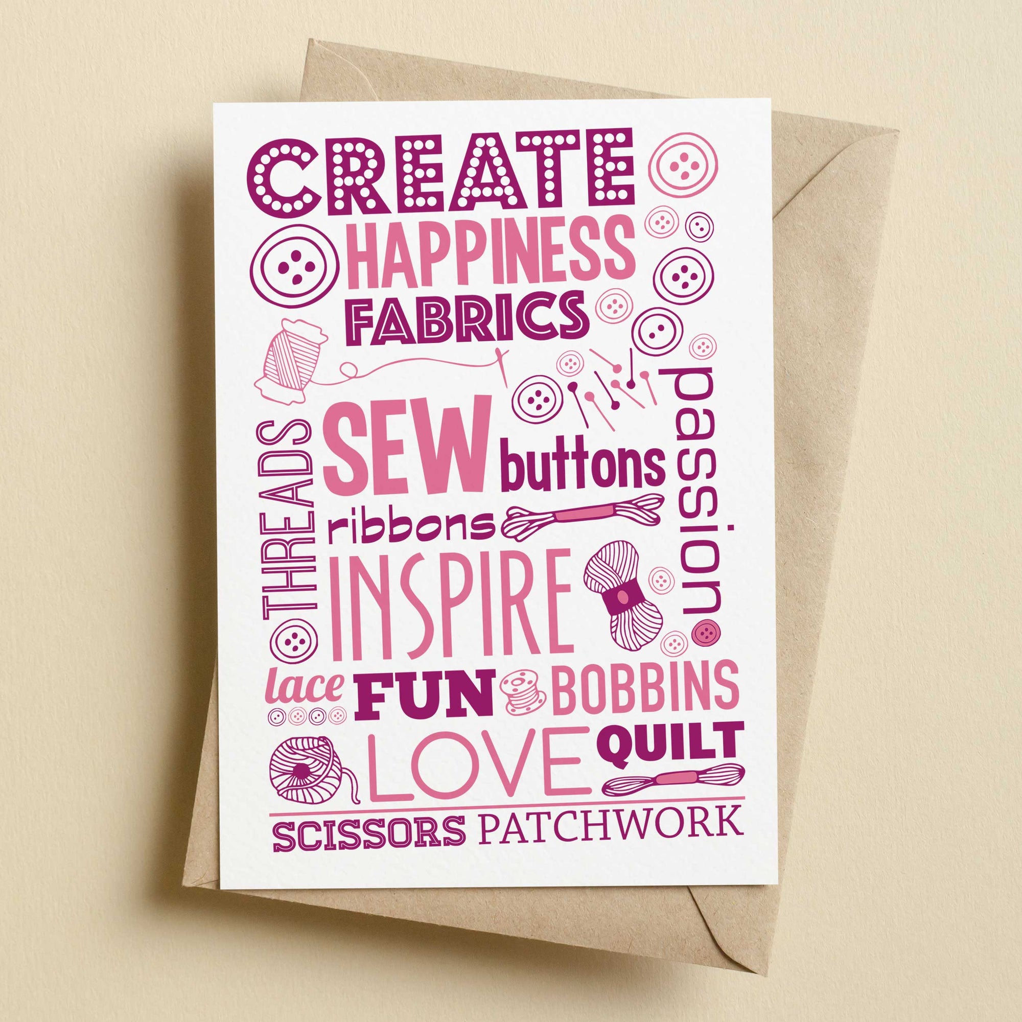 Create Sewing Craft Blank Greetings Card