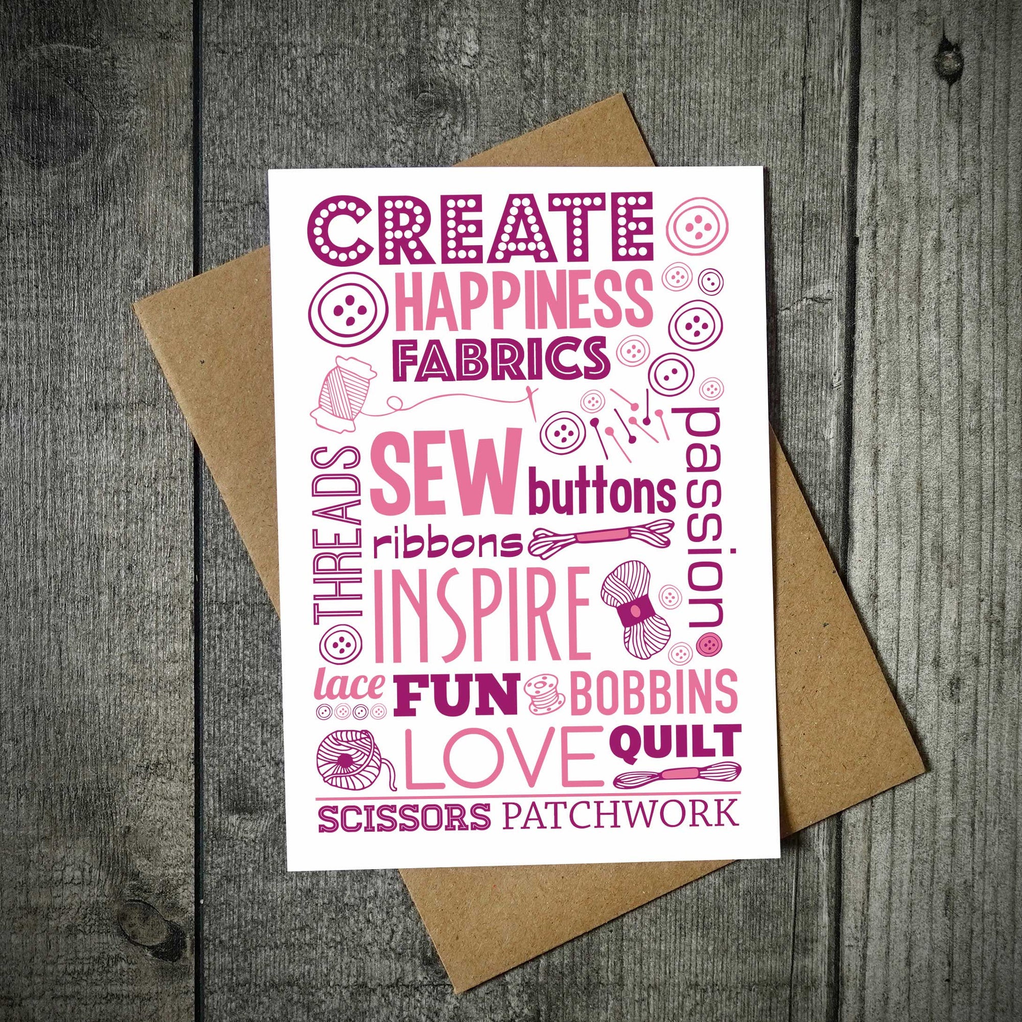 Create Sewing Craft Blank Greetings Card