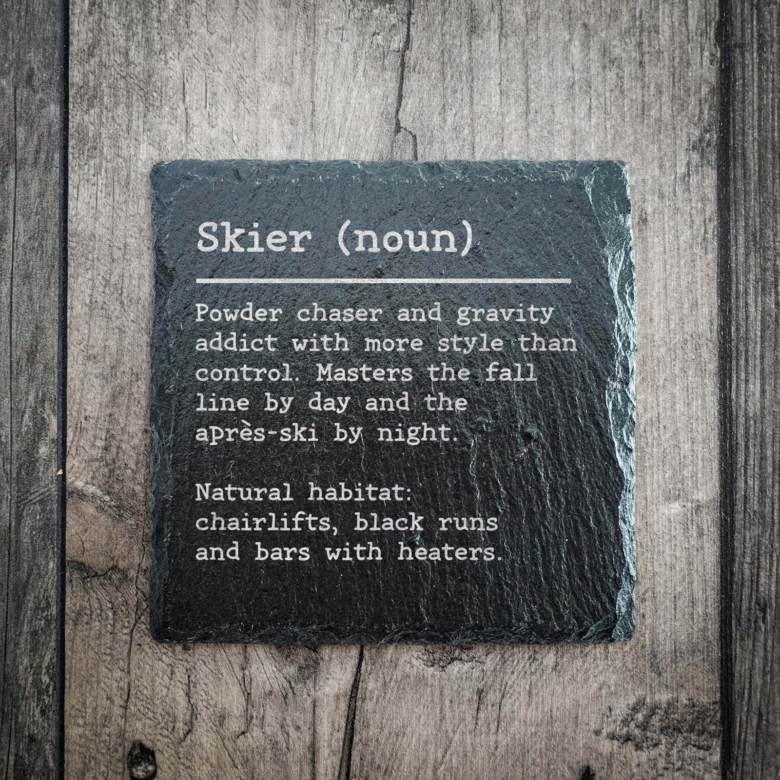 Skier Dictionary Definition Slate Coaster