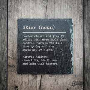 Skier Dictionary Definition Slate Coaster