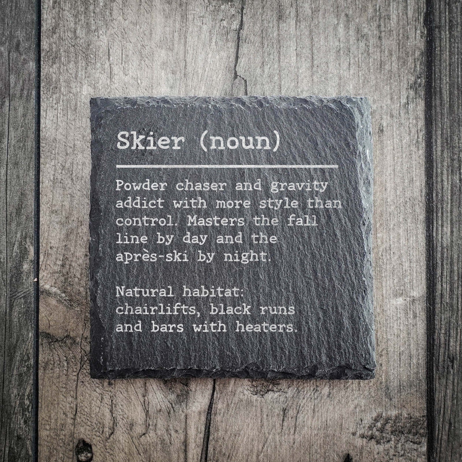 Skier Dictionary Definition Slate Coaster