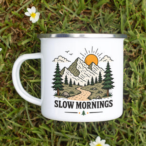 Slow Mornings Enamel Camping Mug