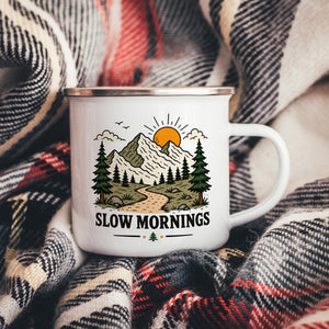 Slow Mornings Enamel Camping Mug