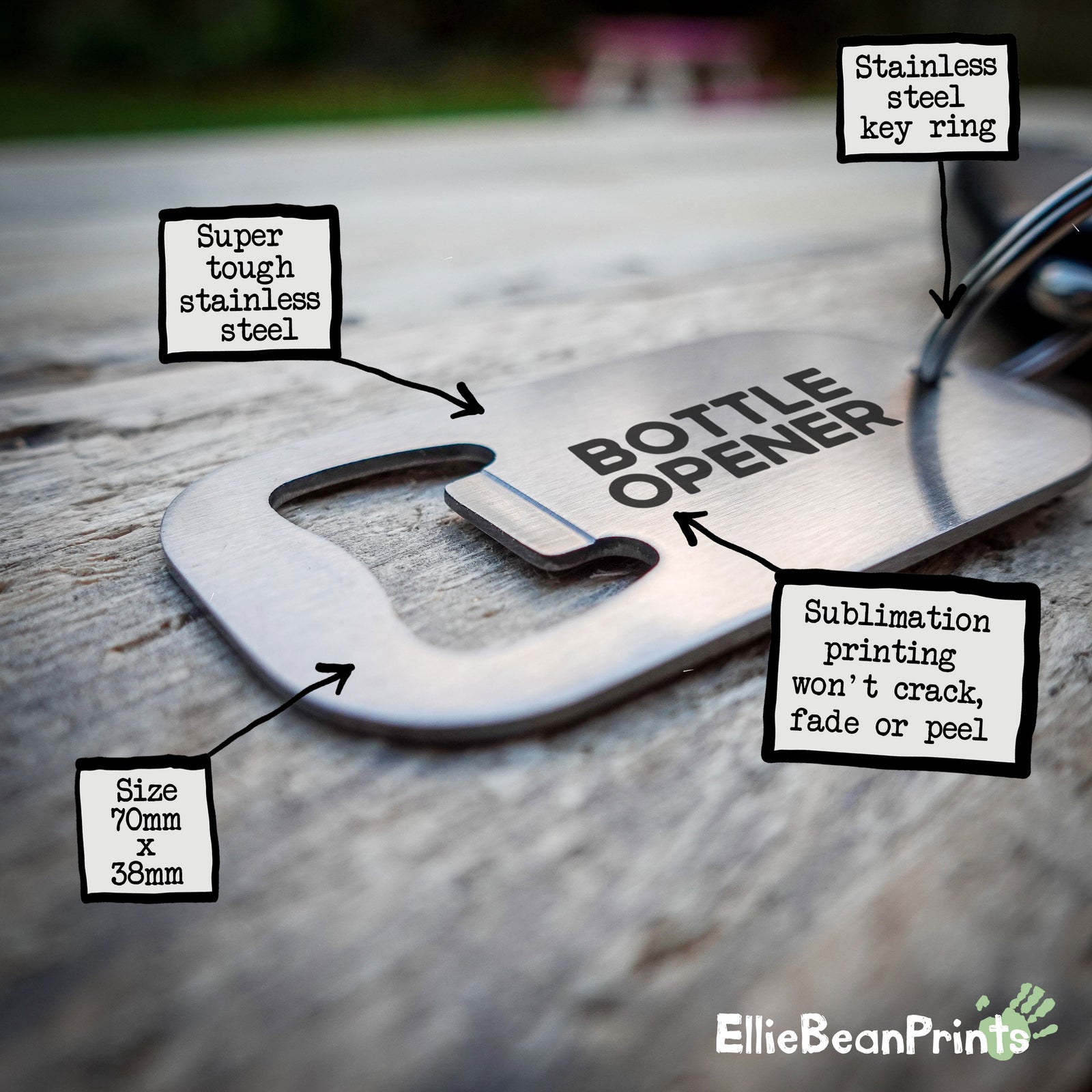 Personalised Stainless Steel Road Bike Bottle Opener Keyring