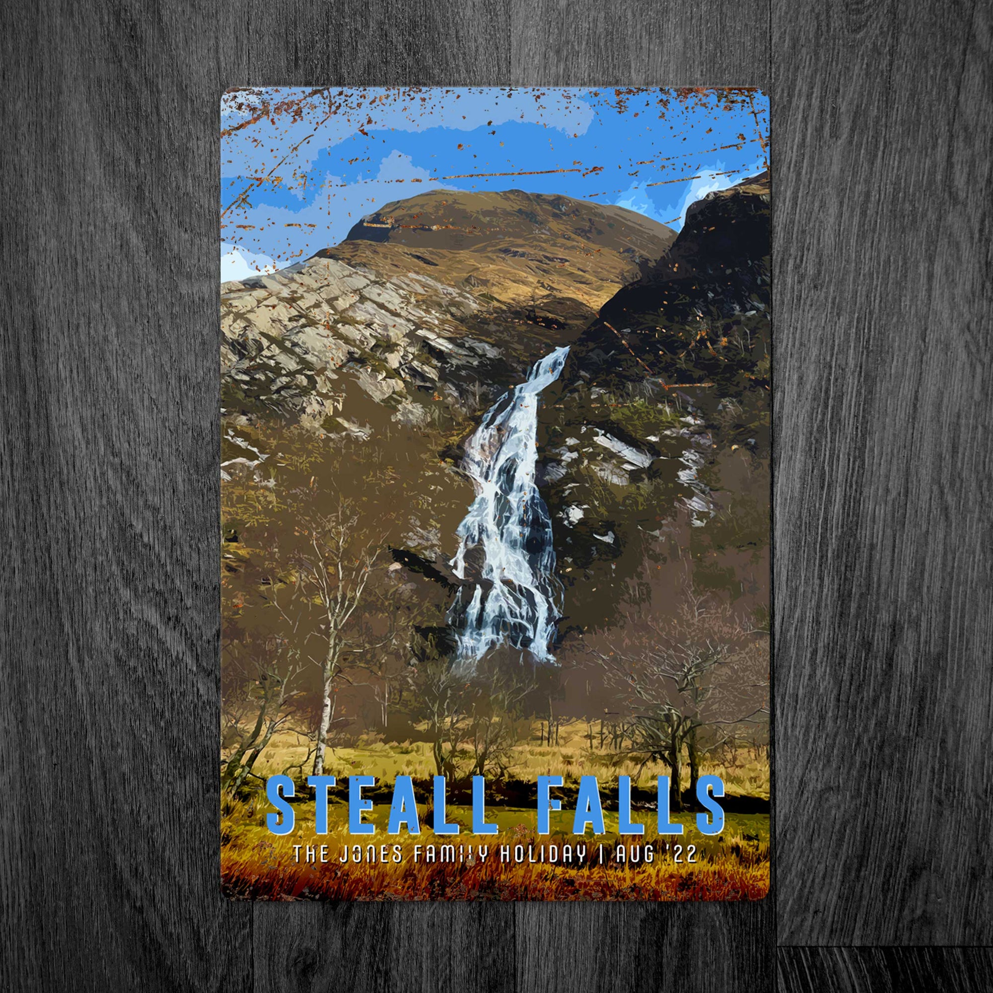 Personalised Steall Falls Metal Sign: A Nostalgic Tribute to Scotland's Glen Nevis Valley