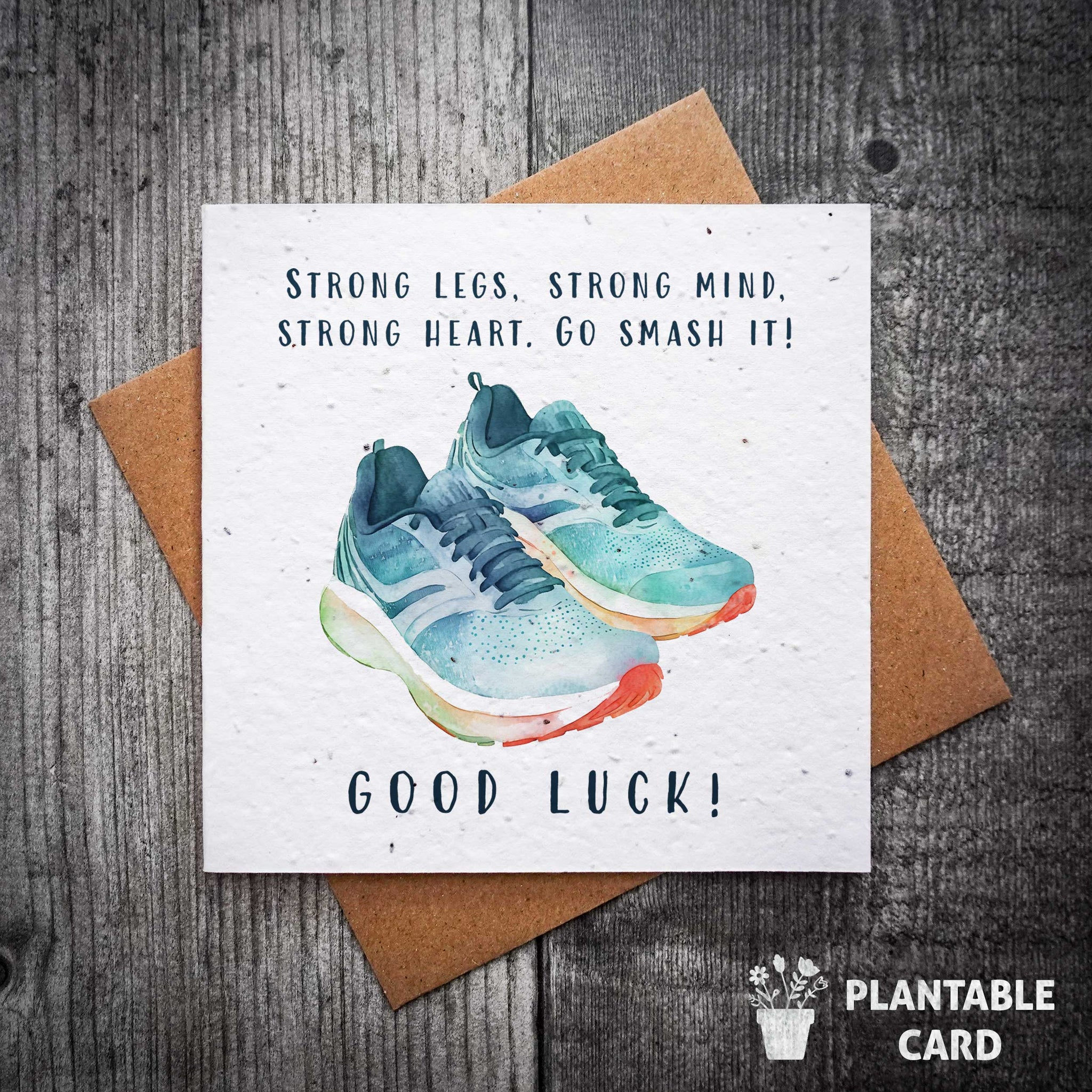 Blog Card Running Man Strong Legs, Strong Mind, Strong Heart, Good Luck Running Plantable Ca ...