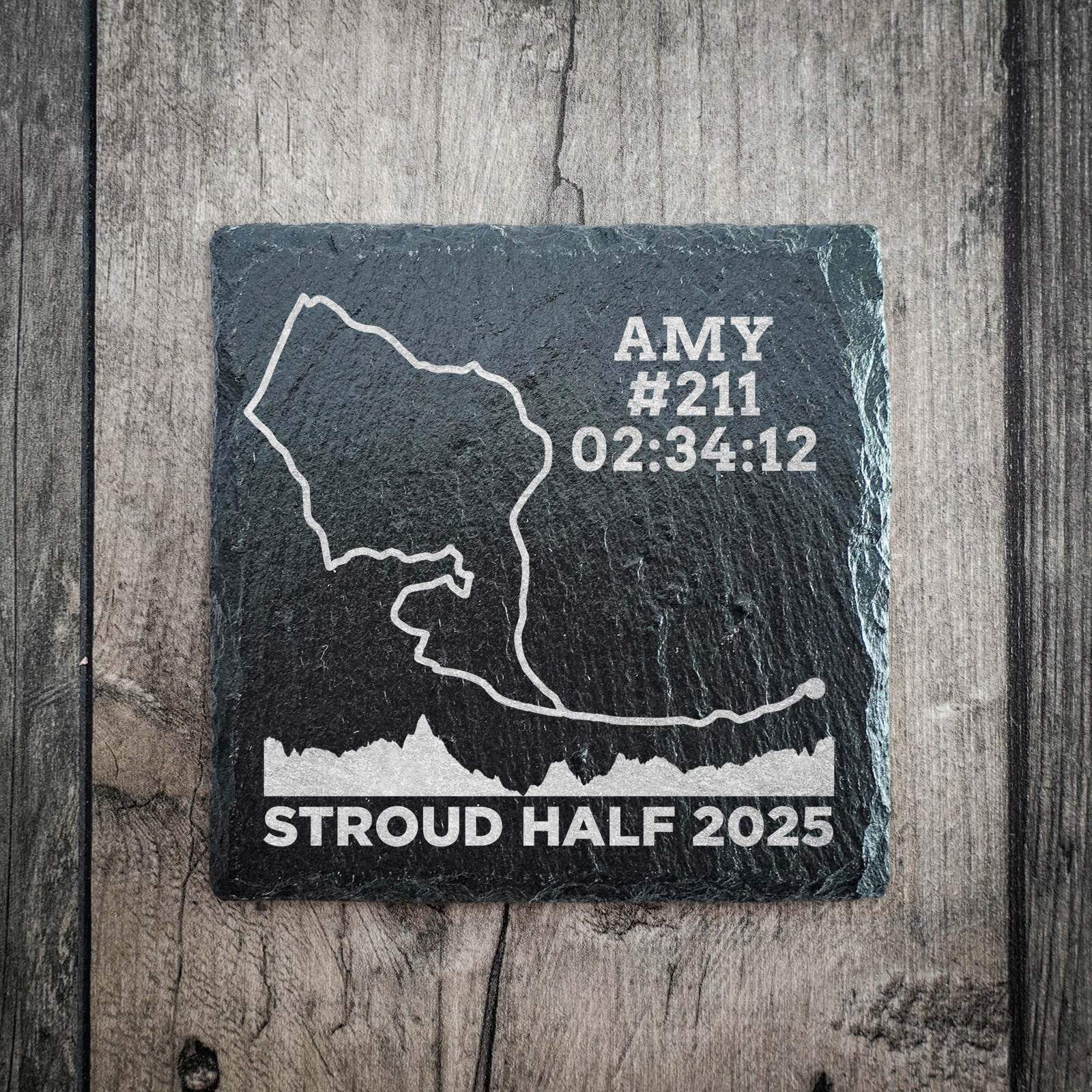 Official Stroud Half Marathon Route Personalised Slate Coaster
