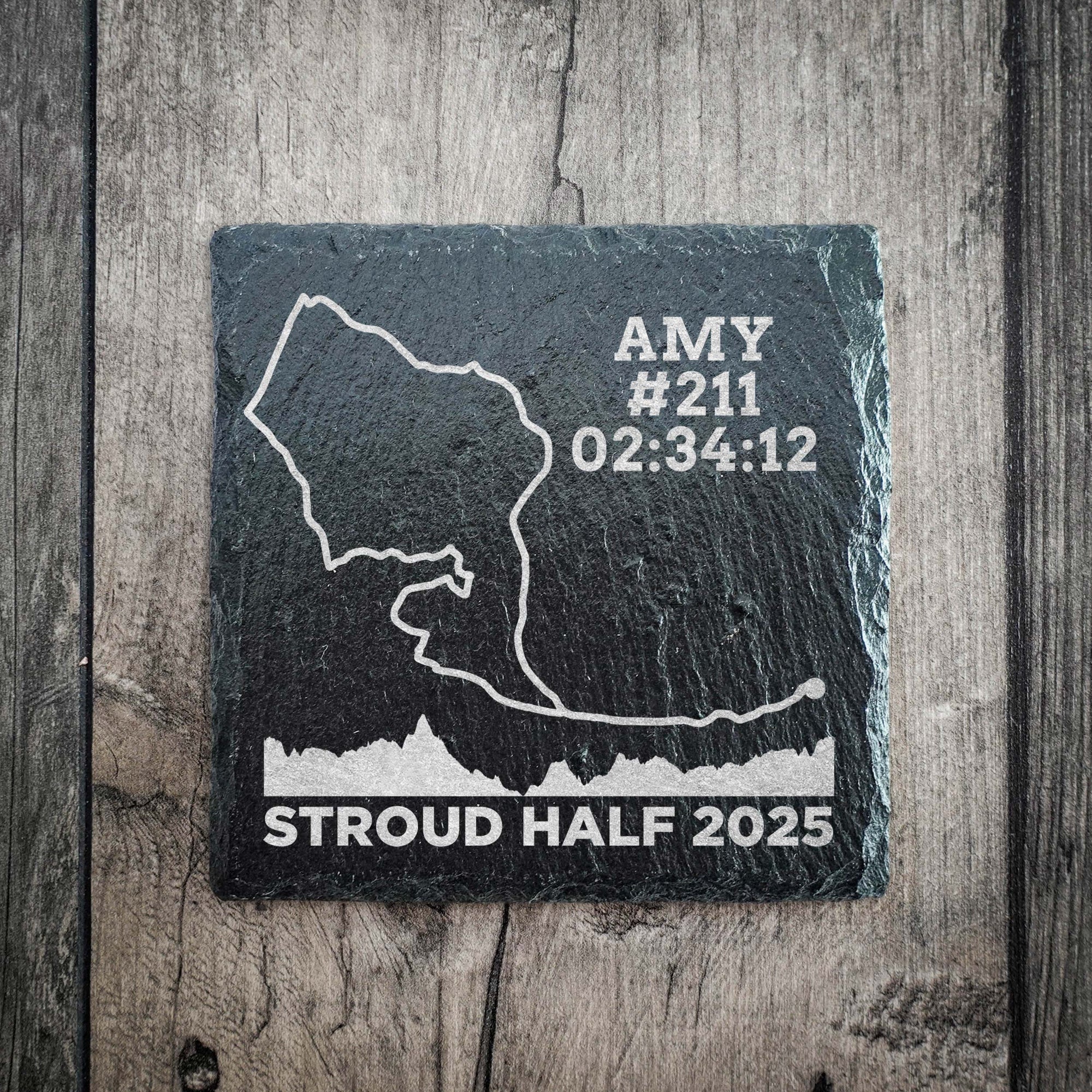 Official Stroud Half Marathon Route Personalised Slate Coaster