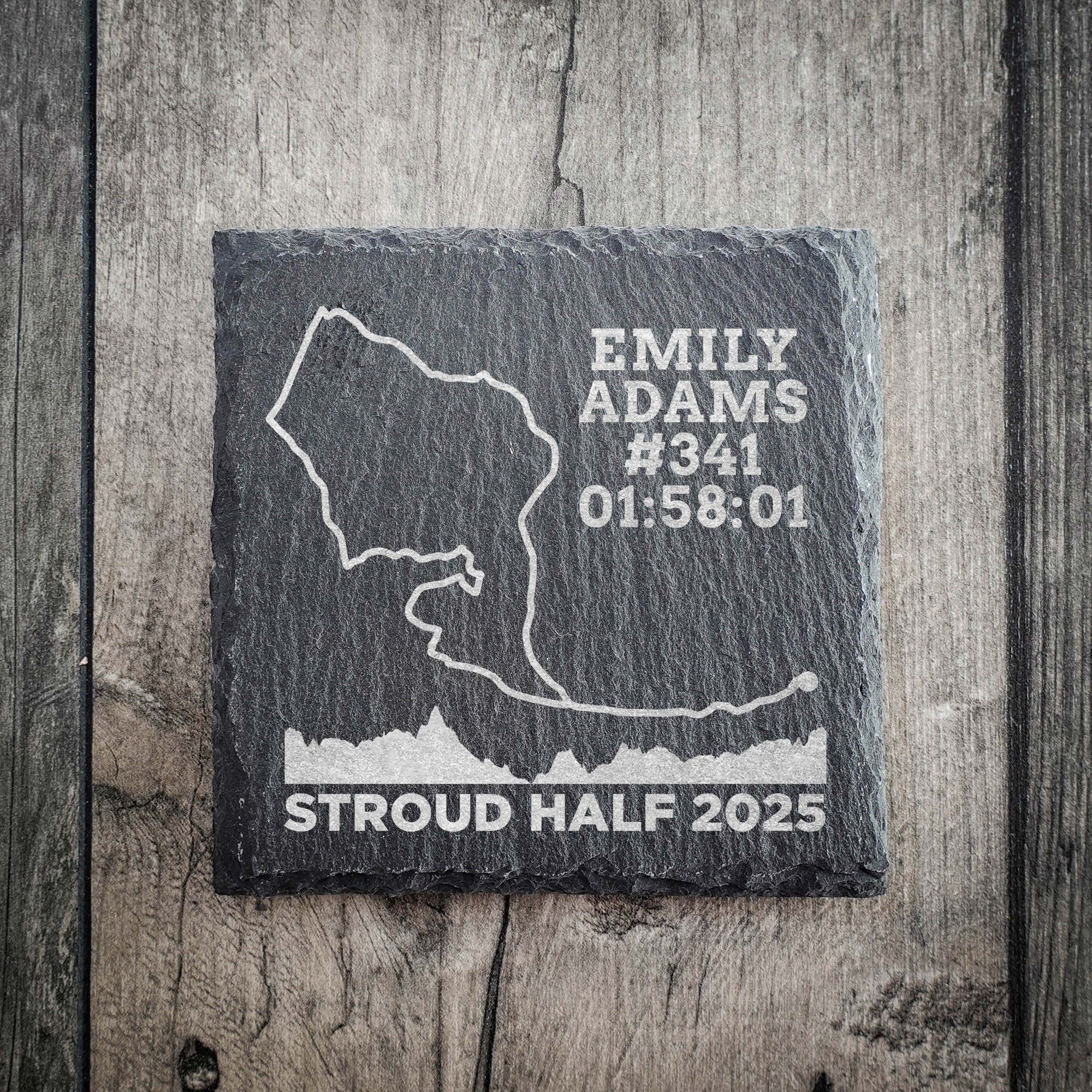 Official Stroud Half Marathon Route Personalised Slate Coaster