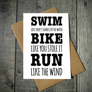 Swim, Bike, Run Triathlon Card