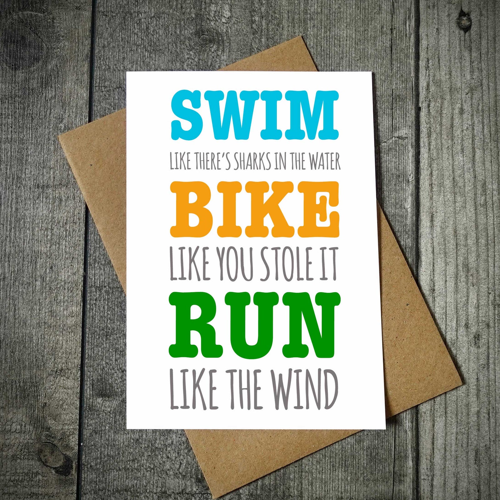 Swim, Bike, Run Triathlon Card