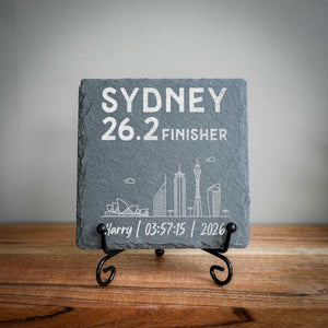 Sydney 26.2 Finisher Skyline Slate Personalised Marathon Coaster