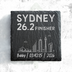 Sydney 26.2 Finisher Skyline Slate Personalised Marathon Coaster