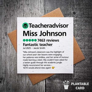Teacher Advisor Personalised Teacher Card | Plantable Seed Teacher Card