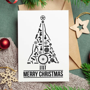 Bike Parts Christmas Tree - Cycling Christmas Card