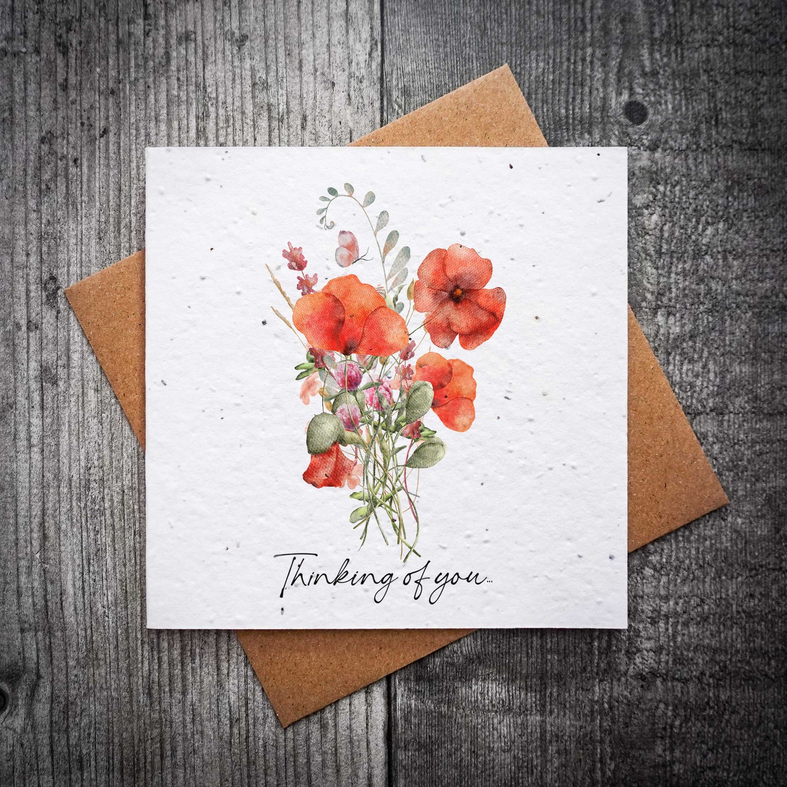 Thinking Of You Plantable Poppy Print Sympathy Card | Wildflower Seeded Card
