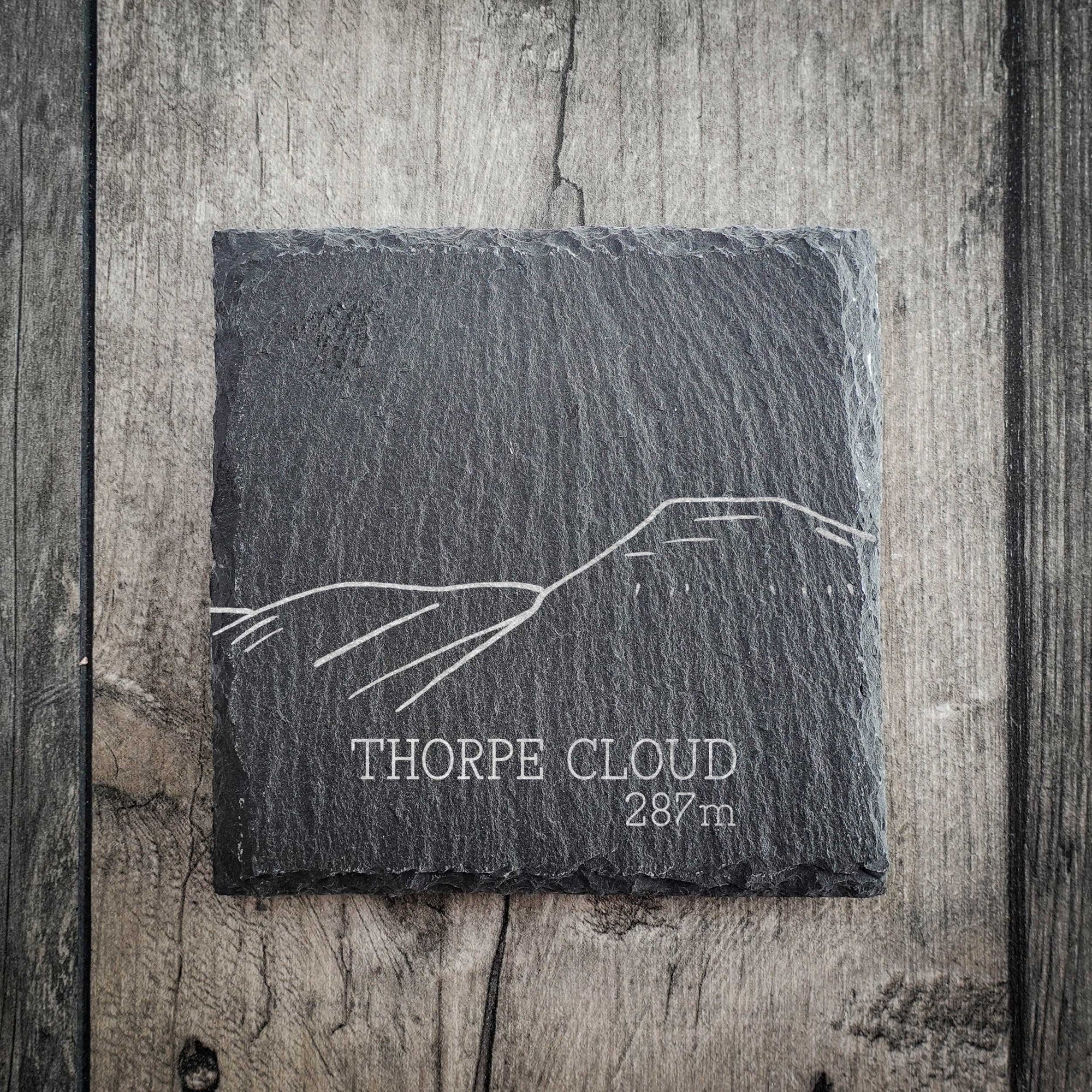 Thorpe Cloud Slate Summit Line Art Coaster