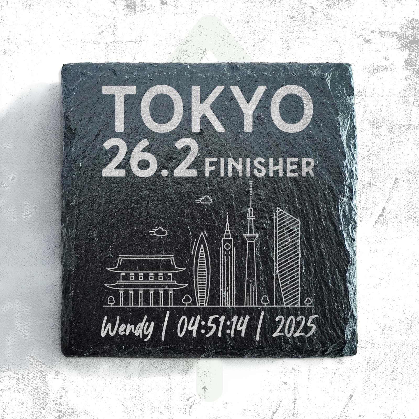 Tokyo 26.2 Finisher Skyline Slate Personalised Marathon Coaster