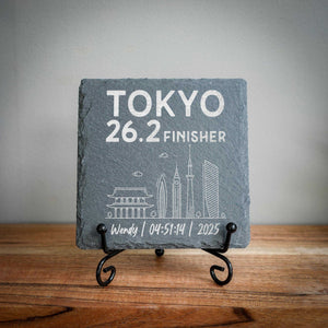 Tokyo 26.2 Finisher Skyline Slate Personalised Marathon Coaster