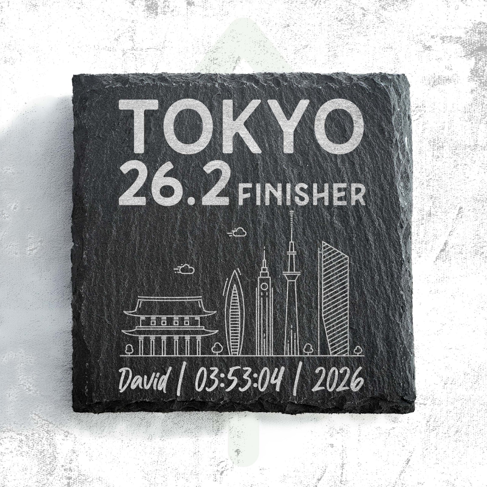 Tokyo 26.2 Finisher Skyline Slate Personalised Marathon Coaster