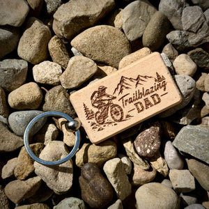 Trailblazing Dad Laser Engraved Wooden Key Ring