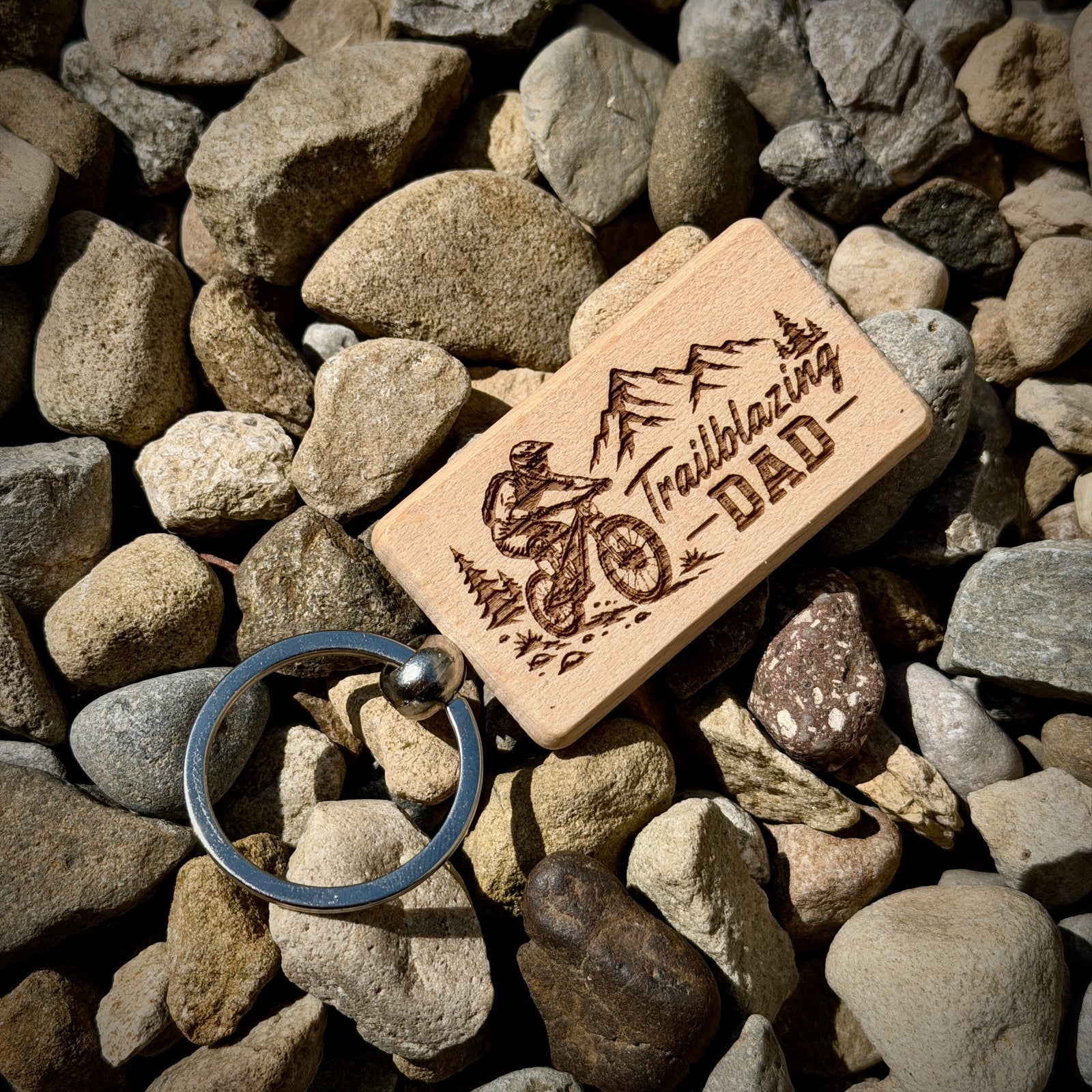 Trailblazing Dad Laser Engraved Wooden Key Ring