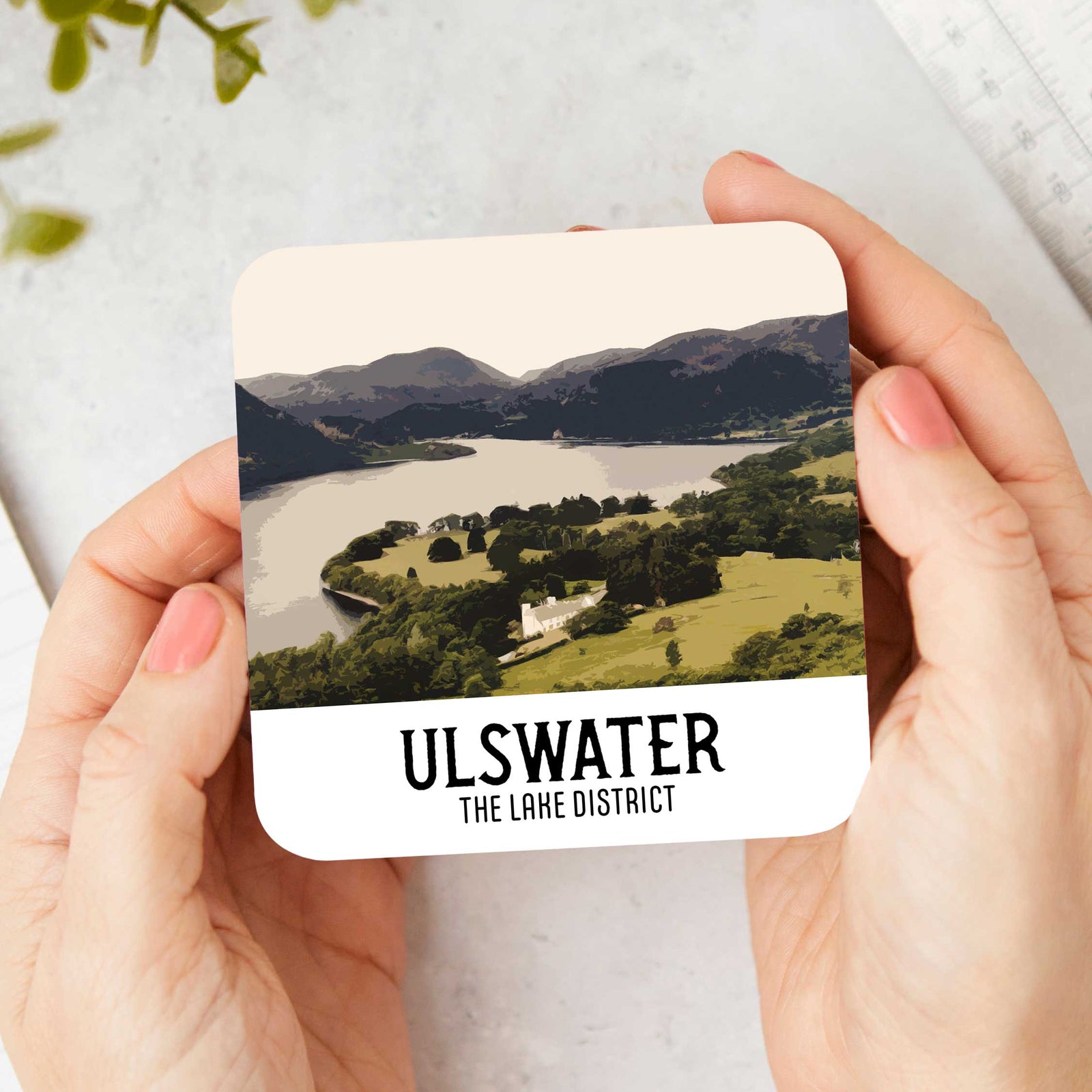 Ulswater The Lake District Coaster: Vintage Style Travel Poster Coaster