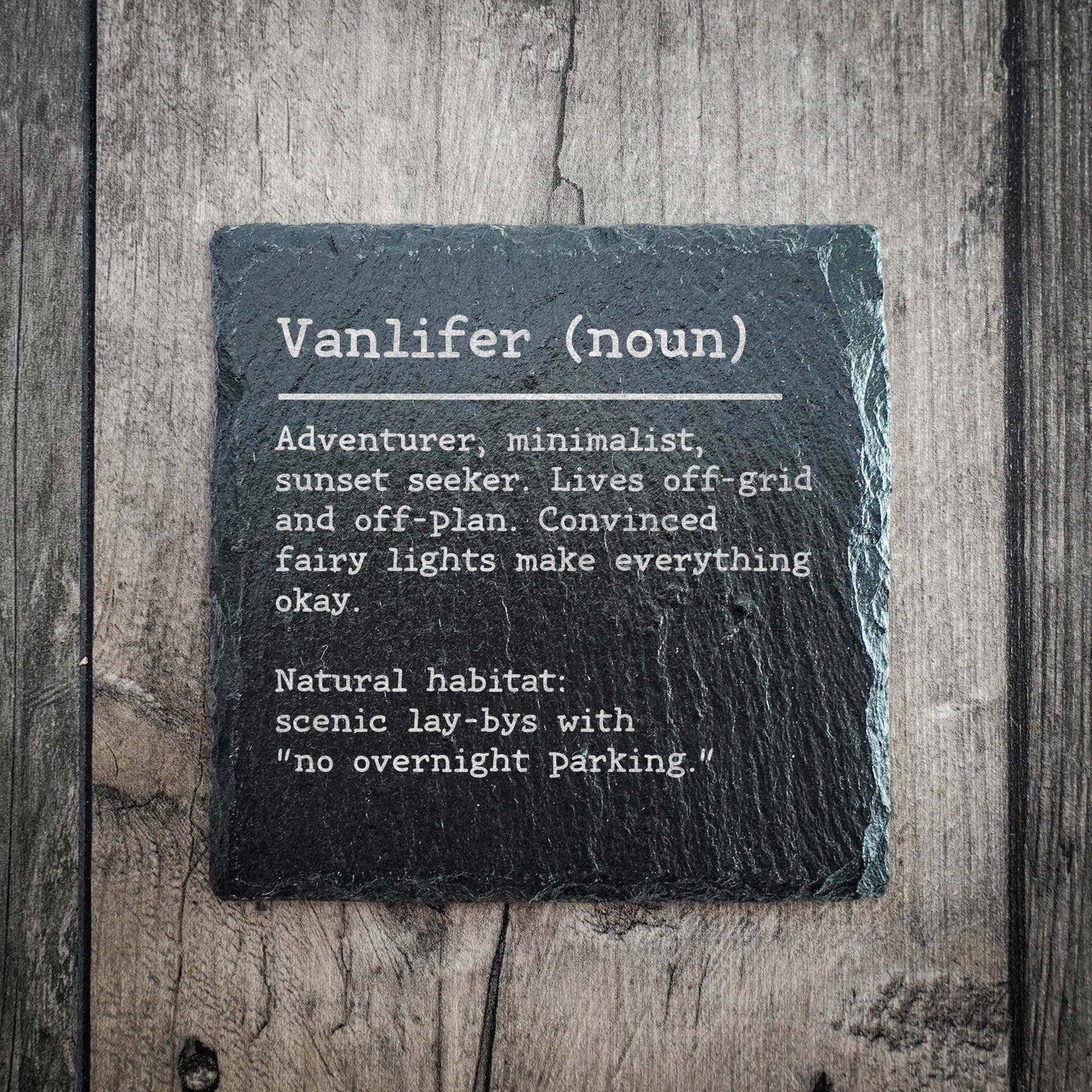Funny Vanlifer Dictionary Definition Slate Coaster | Camper Van Gift