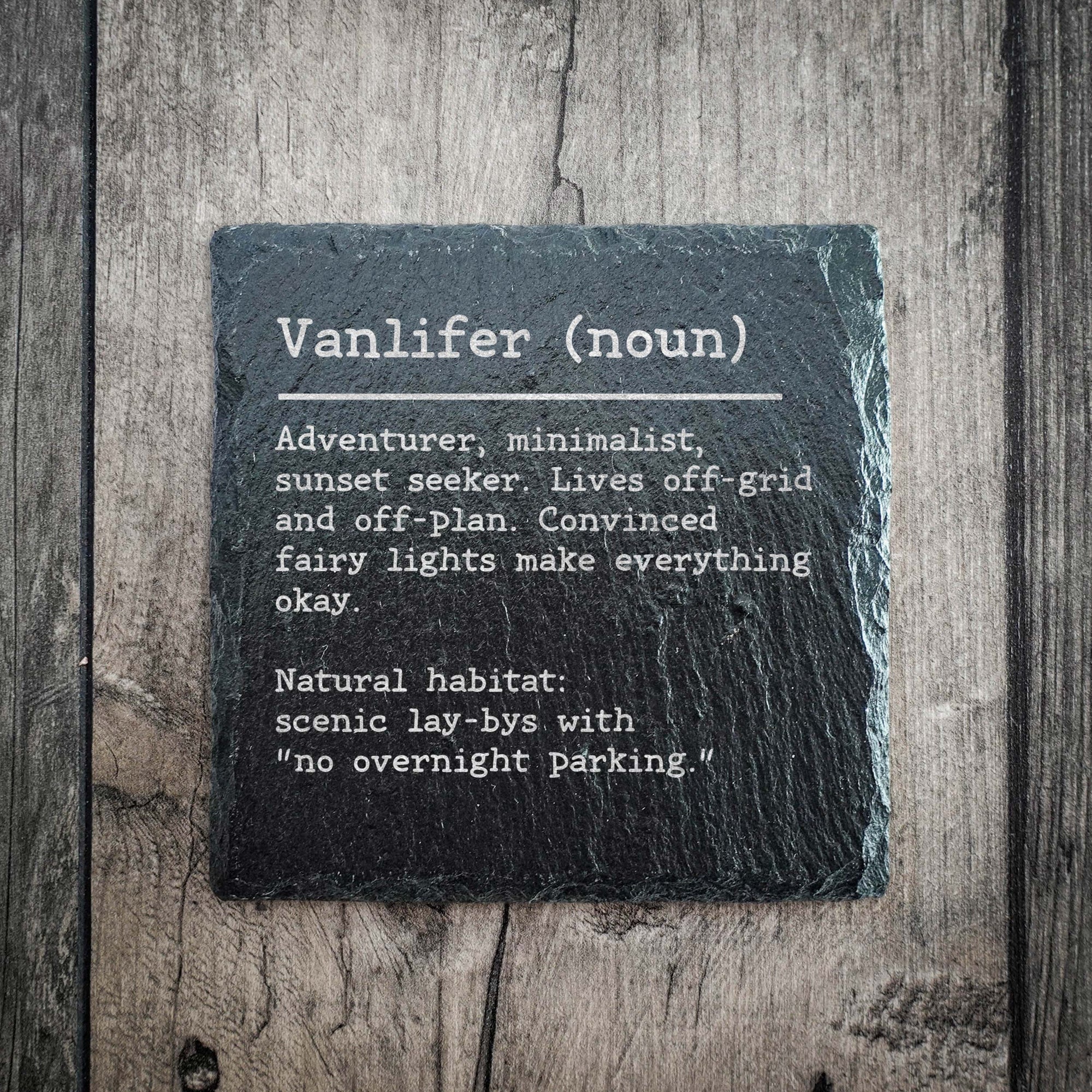 Funny Vanlifer Dictionary Definition Slate Coaster | Camper Van Gift
