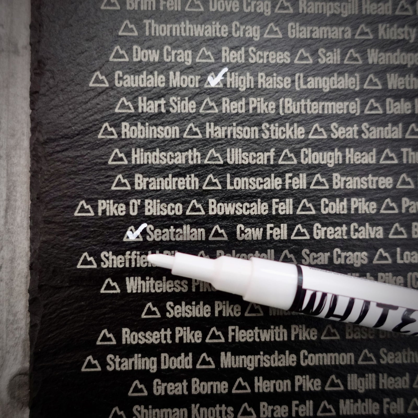 Laser Engraved Slate Wainwrights Elevation Tracker - 214 Club Chalkboard