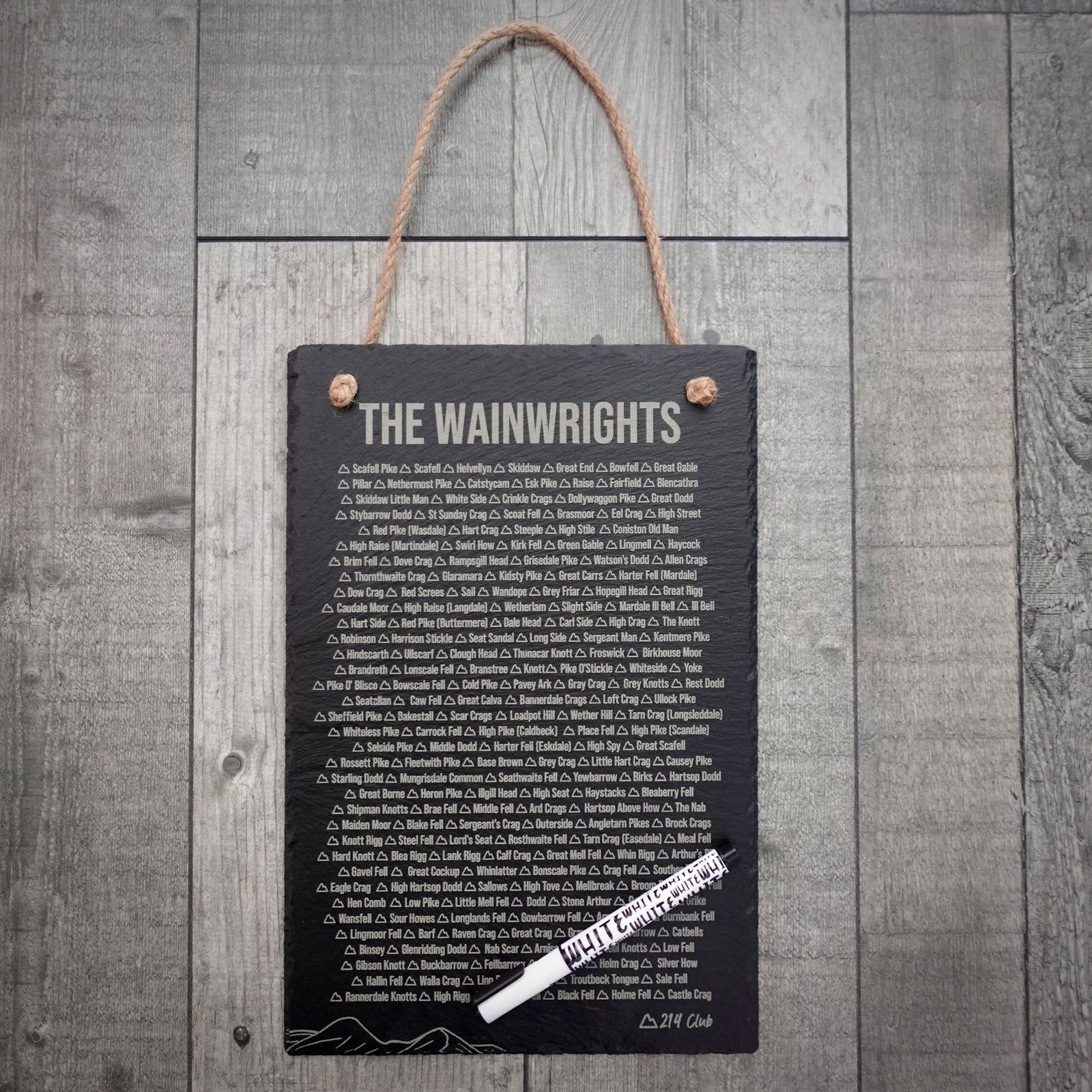 Laser Engraved Slate Wainwrights Elevation Tracker - 214 Club Chalkboard